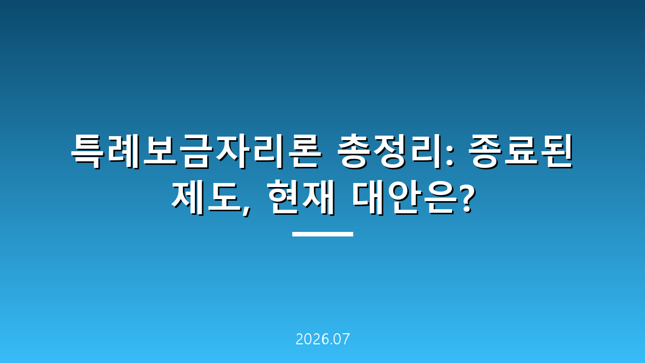 특례보금자리론 총정리: 종료된 제도, 현재 대안은?