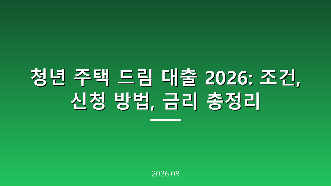 청년 주택 드림 대출 2026: 조건, 신청 방법, 금리 총정리