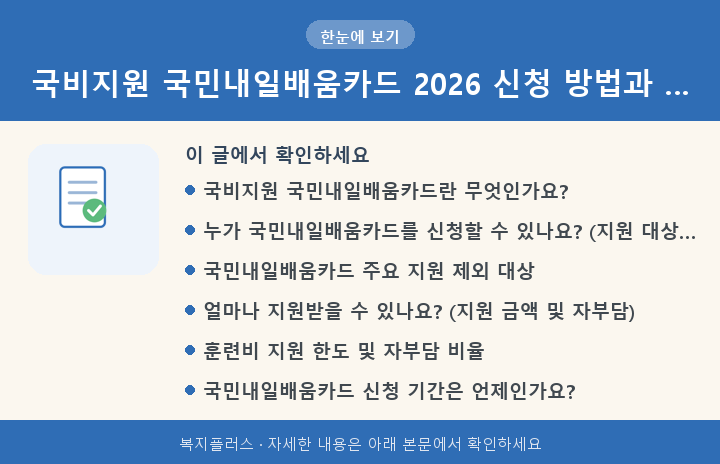 국비지원 국민내일배움카드 2026 신청 방법과 … 핵심 요약