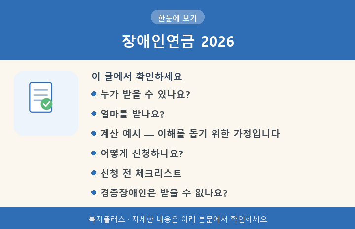장애인연금 2026 핵심 요약