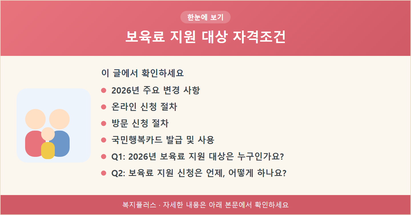 보육료 지원 대상 자격조건 핵심 요약