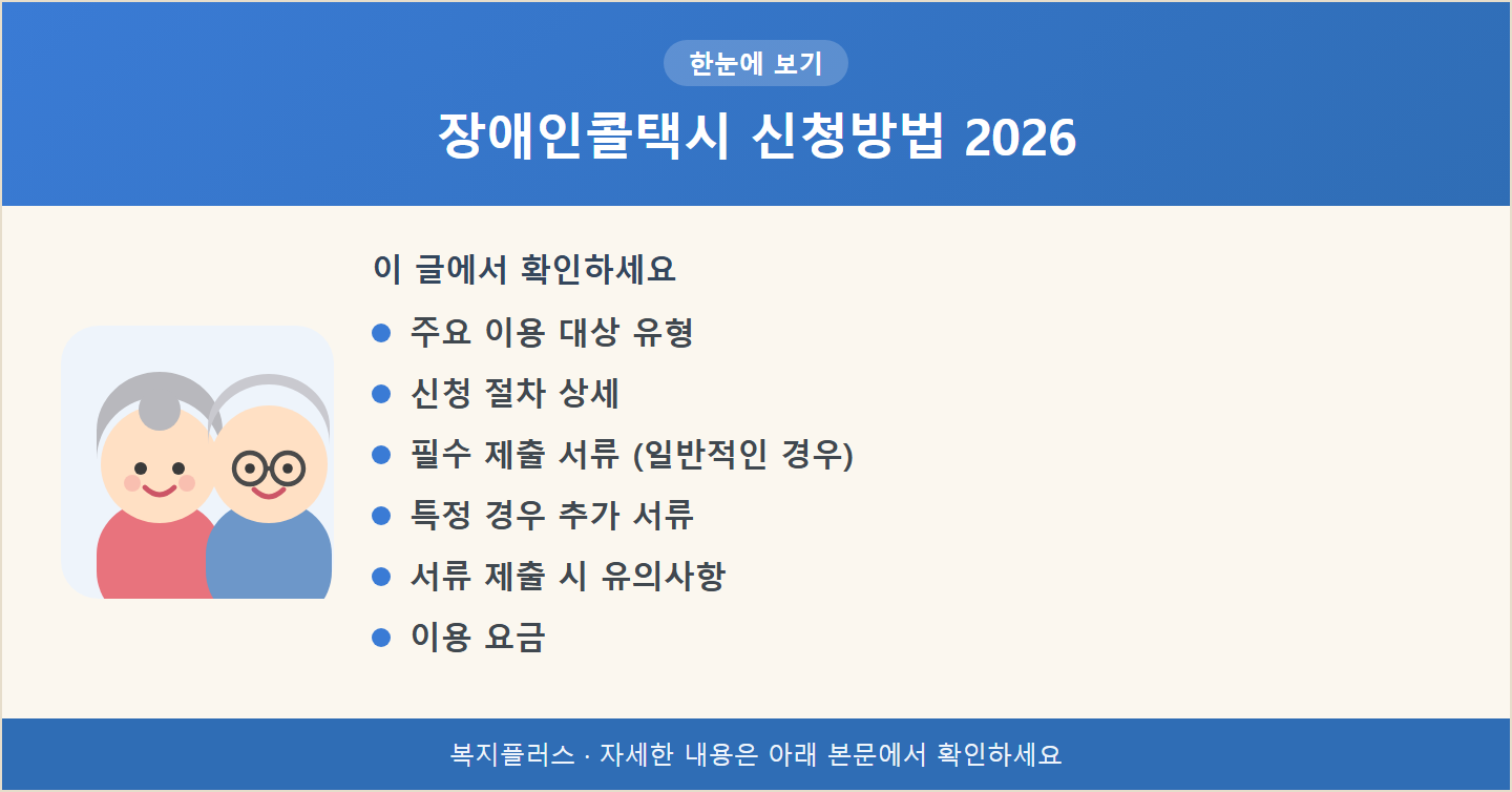 장애인콜택시 신청방법 2026 핵심 요약