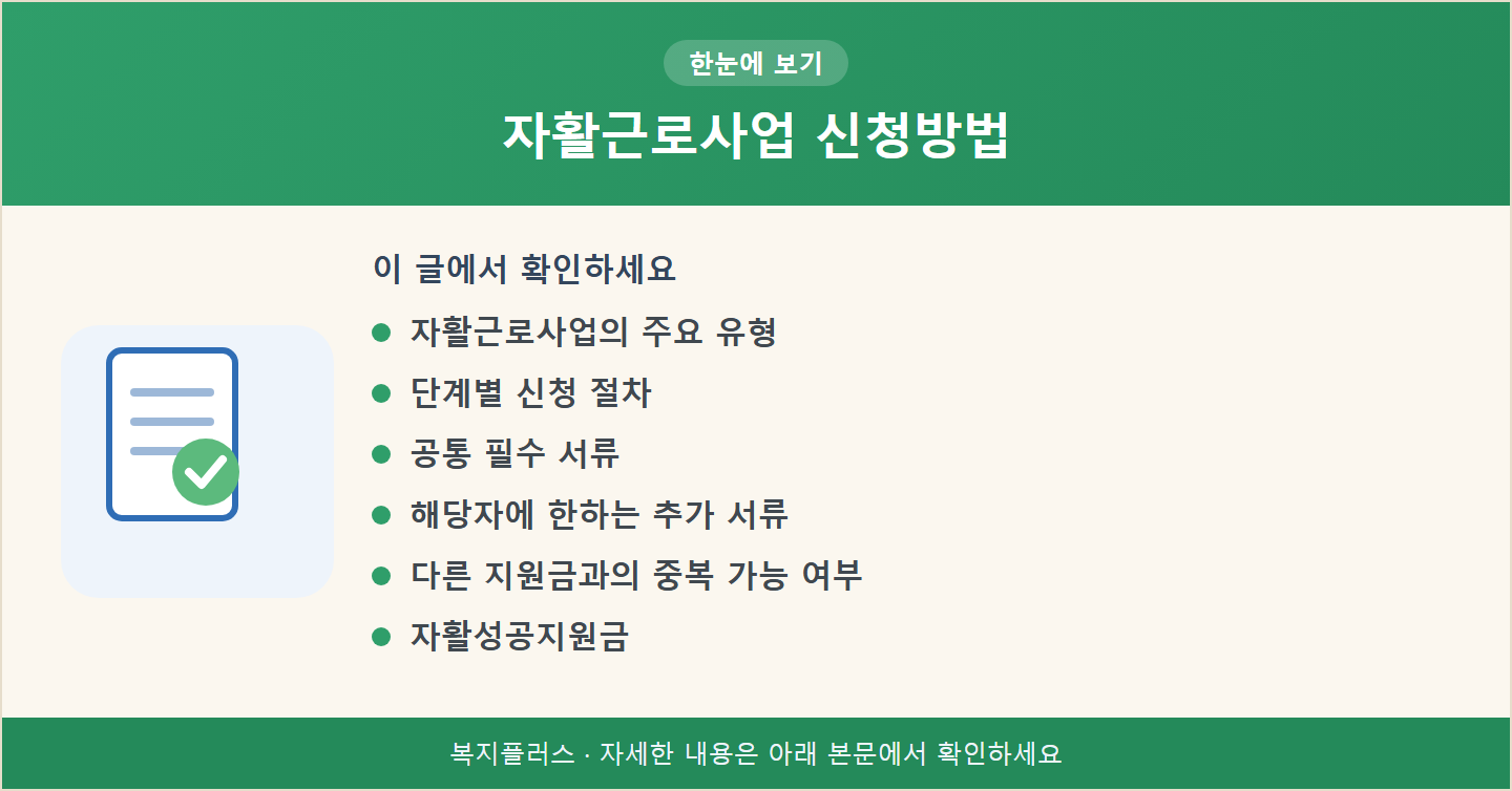 자활근로사업 신청방법 핵심 요약