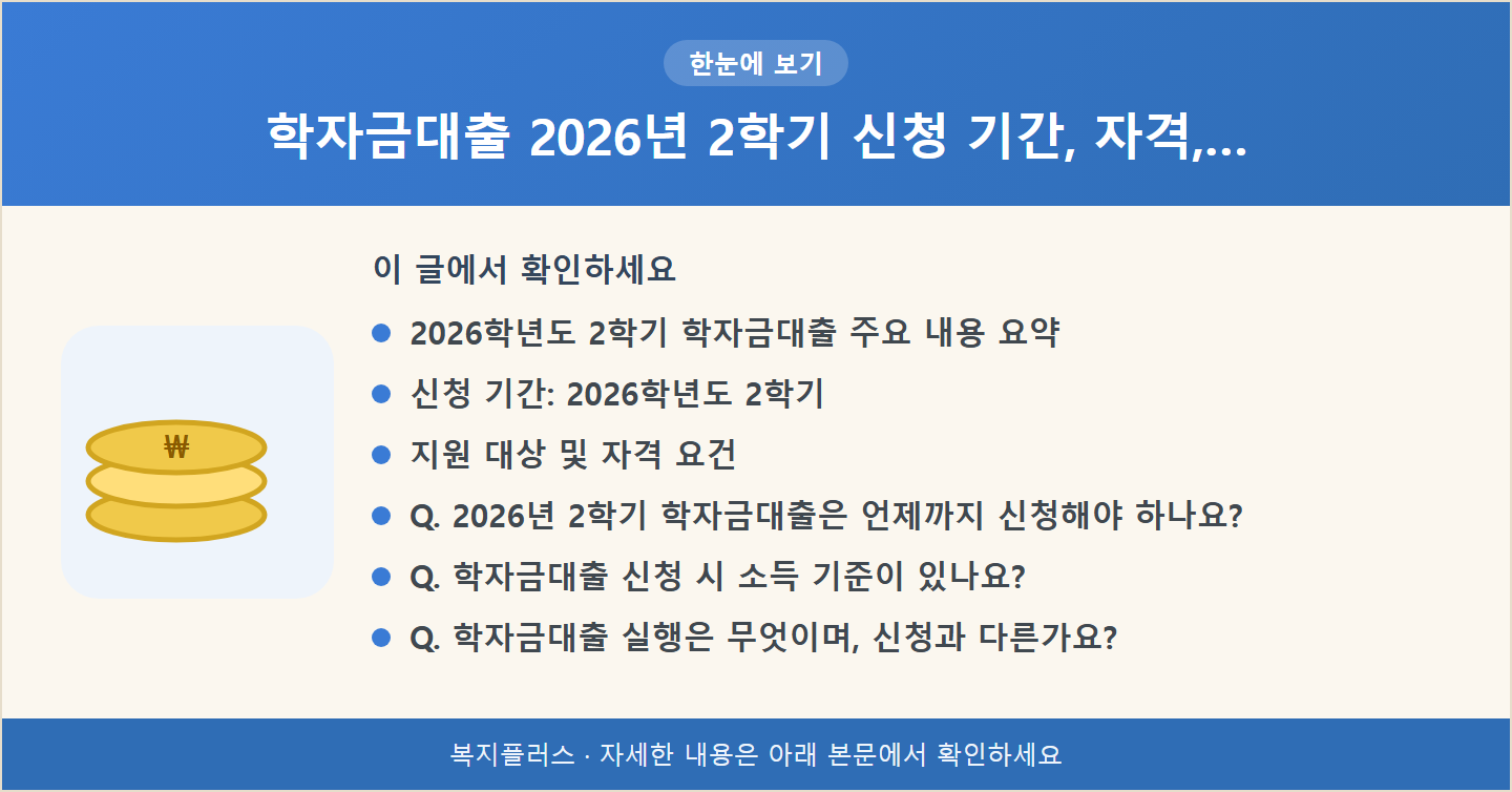 학자금대출 2026년 2학기 신청 기간, 자격,… 핵심 요약