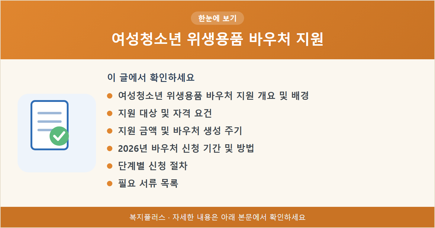 여성청소년 위생용품 바우처 지원 핵심 요약