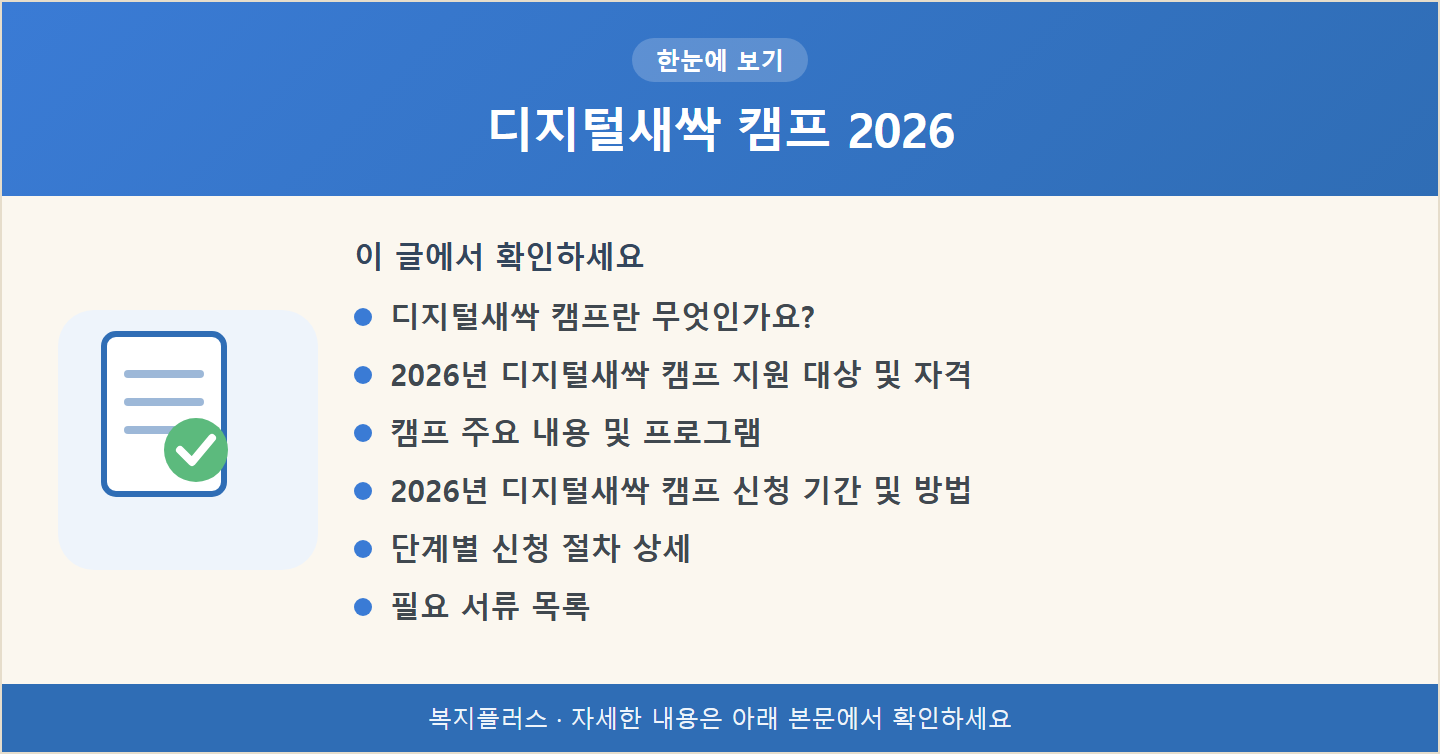 디지털새싹 캠프 2026 핵심 요약